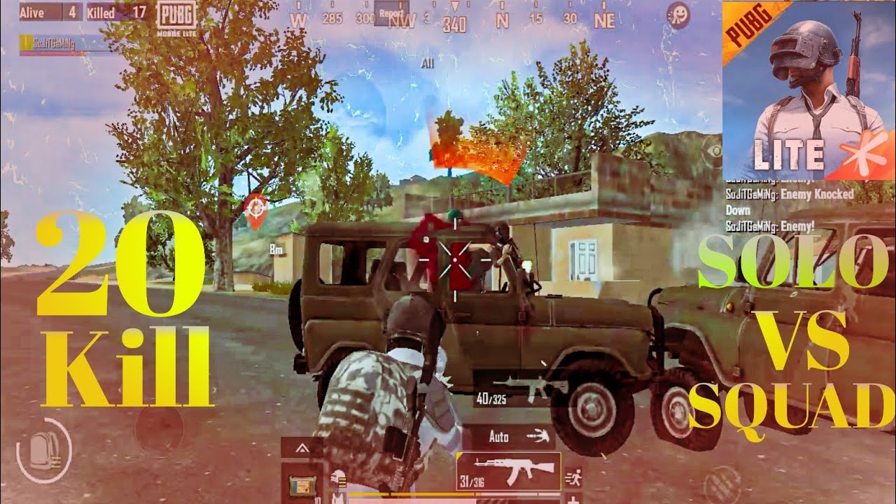 PUBG MOBILE LITE SOLO VS SQUAD 20+ GAMEPLAY - YouTube