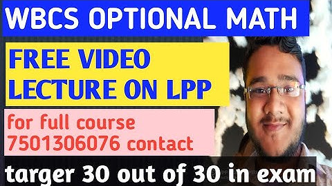 (#1)LPP FOR WBCS OPTIONAL MATH /LPP FULL COURSE/WBCS OPTIONAL MATH/math series