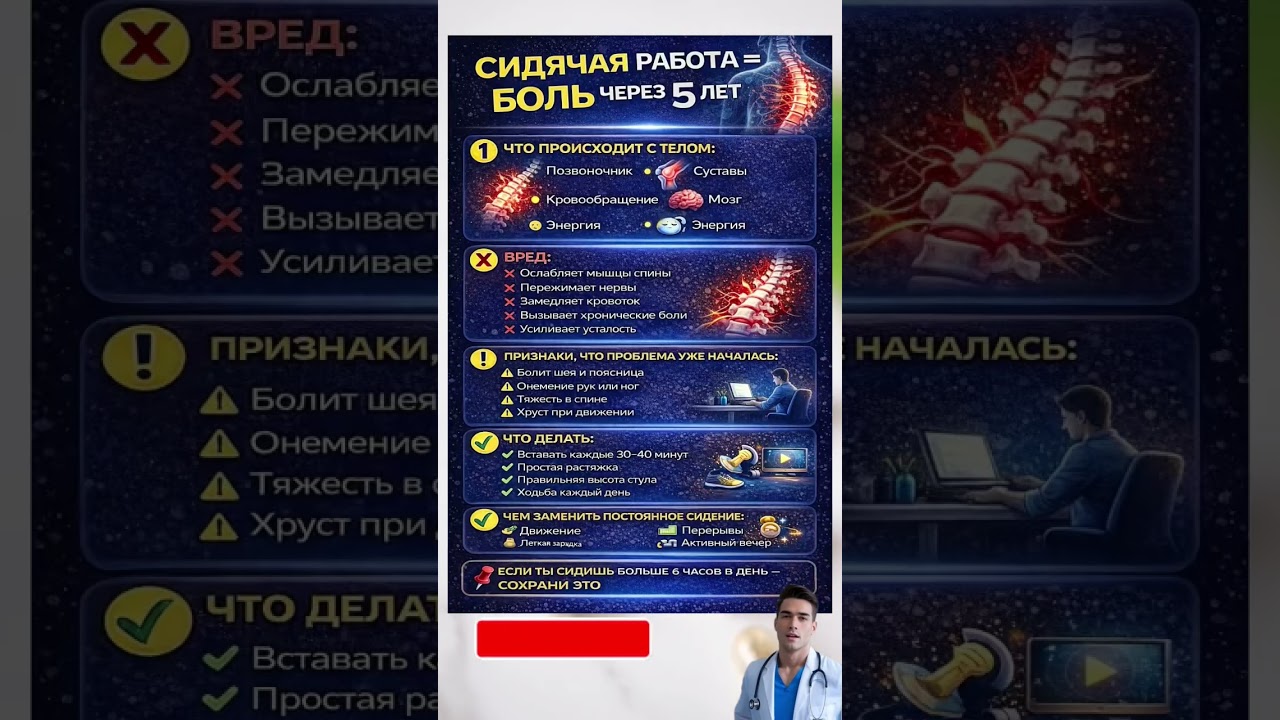 СИДЯЧАЯ РАБОТА БОЛЬ ЧЕРЕЗ 5 ЛЕТ 