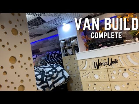 van-build-complete-|-full-custom-cabinets-and-door-fronts,-rear-storage-and-new-desk