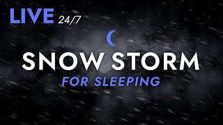  Fall Asleep to Snow Storm Sounds for Sleeping - Dimmed Screen | Live Stream - Blizzard Sounds