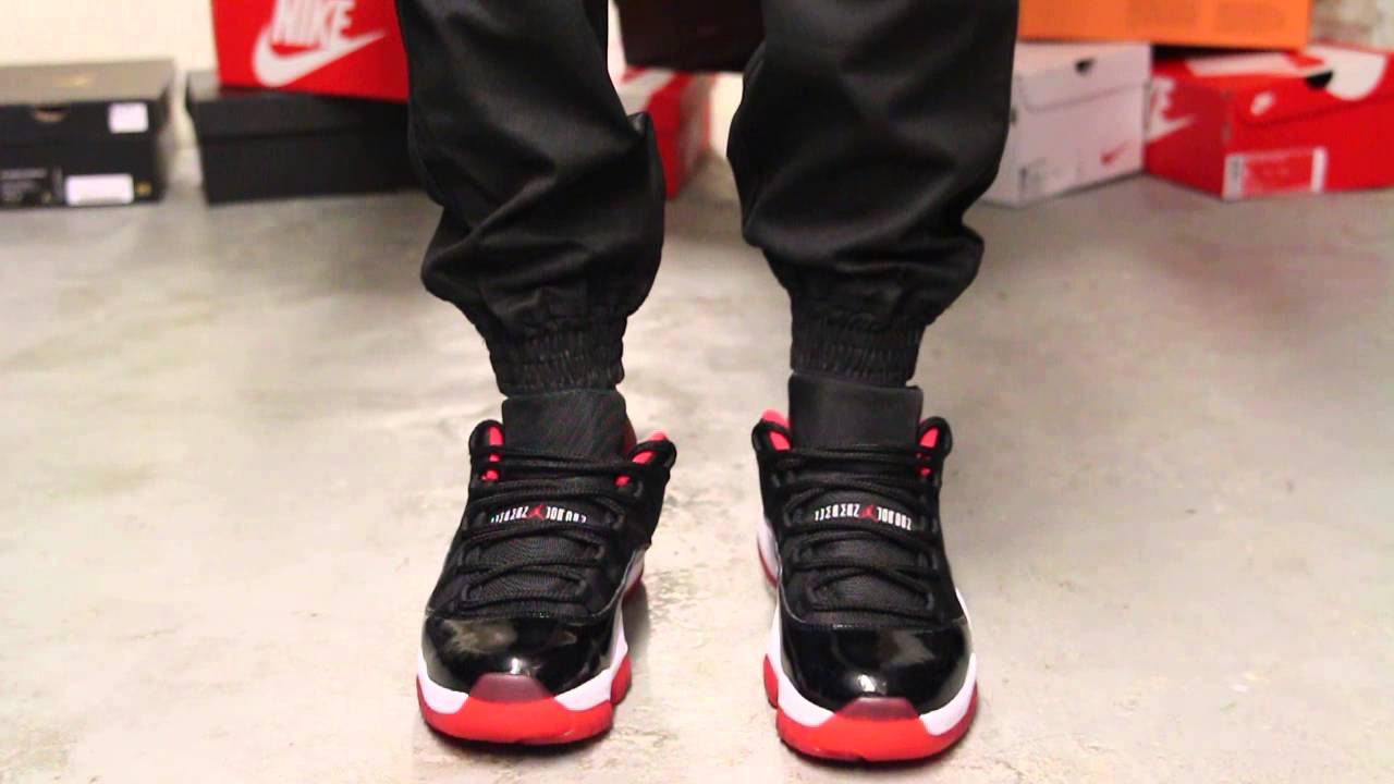 jordan retro 11 bred on feet