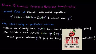 Riccati Differential Equation Explained | Differential Equations Series, Intro, Part 11