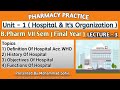 PHARMACY PRACTICE | Lec-3 | Unit-1 (Hospital And It's Organization) | History, objectives, Functions