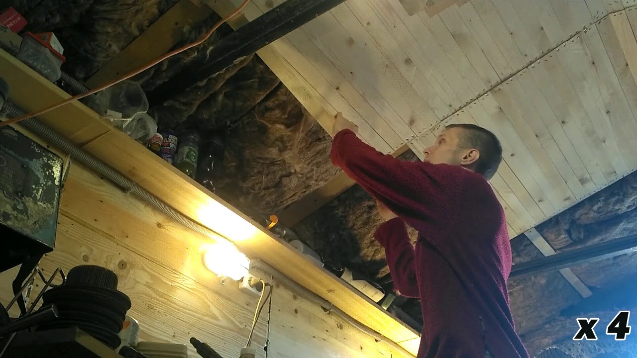 Утепление потолка металлического гаража - YouTube