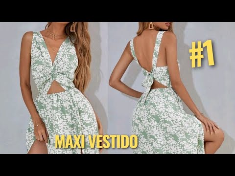 Patrón de MAXI VESTIDO CON NUDO DRAPEADO EN ESCOTE en V - Sandra Padilla😊