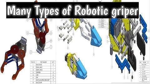 Many Robotic Gripper 3D Design with Practice Drawing.