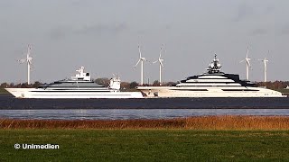 NORD & KAOS | exclusive | awesome beautiful meeting of the new superyachts on river Elbe | 4K-Video