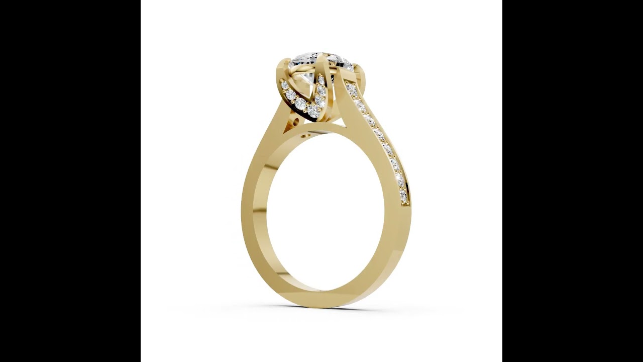 Oval Cut Diamond with Pavé Bridge Hidden Halo Ring