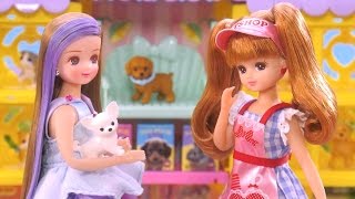 チワちゃんのおともだちをさがせ！リカちゃんの「わんにゃんトリマー　にぎやかペットショップ」