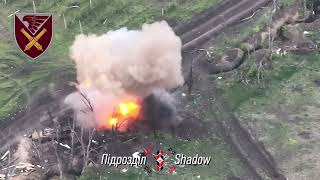 Ukraine - 26.04.2024. Shadow Recon Unit Destroyed A Russian Military Bike Near The Trench Position.