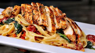 EASY Creamy Tuscan Chicken Pasta Recipe| V-Day Dinner Idea!