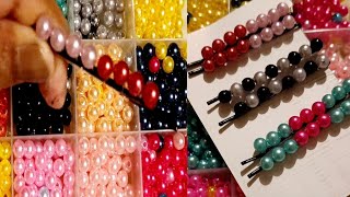How to make hair clips using pearls/ DIY fashion pearl hair clips/Hair Accessories making at home