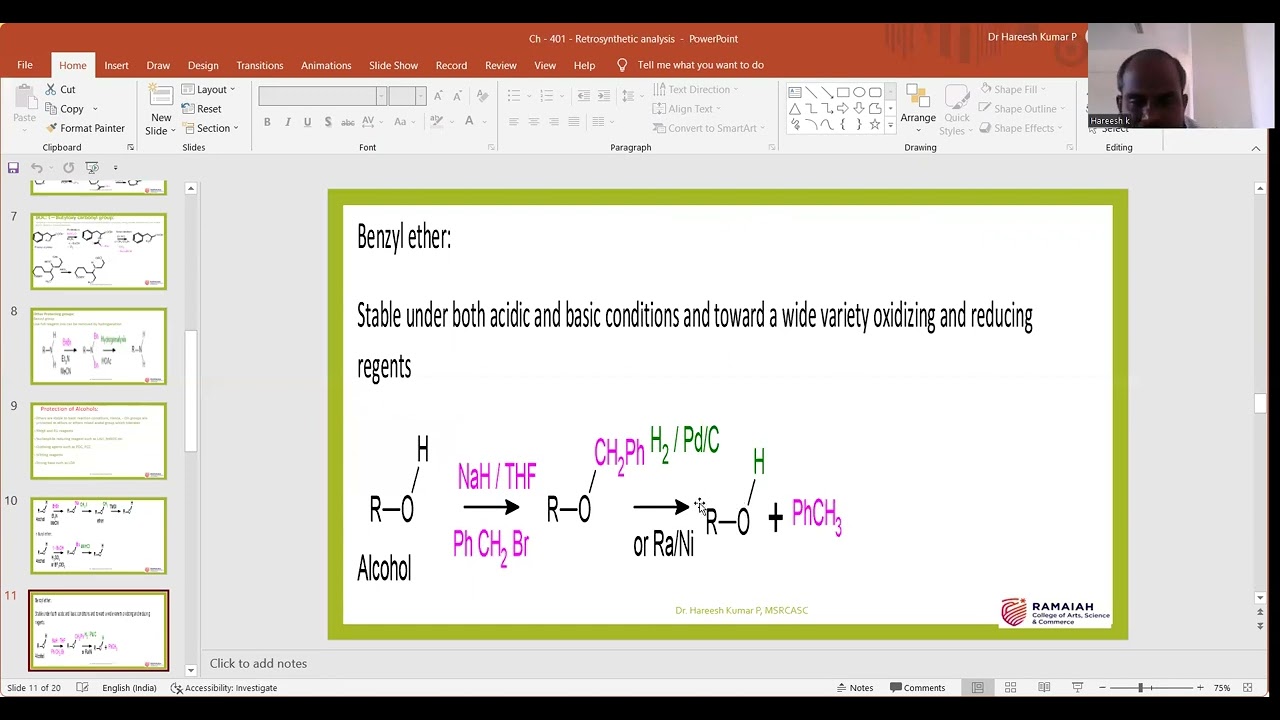 M Sc - Chemistry : Retrosynthetic analysis   Protecting groups