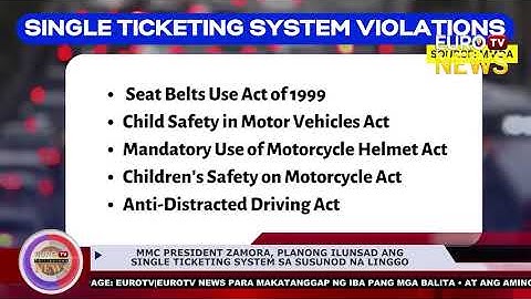 MMC PRESIDENT ZAMORA, PLANONG ILUNSAD ANG SINGLE TICKETING SYSTEM SA SUSUNOD NA LINGGO