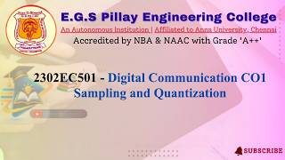 2302EC501 Digital Communication CO1 Sampling and Quantization Dr R S Kotteeswari