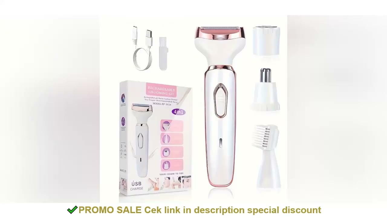 4 In 1 Electric Lady Shaver, Body Hair Removal Epilator, Painless Cordless Trimmer Razor, Gifts For