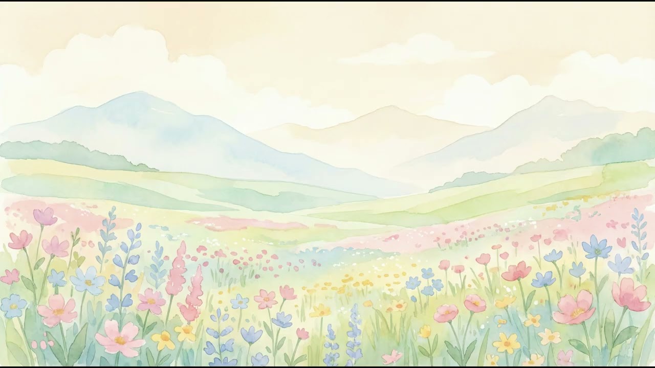 Wildflower Meadow Landscape 4K | Peaceful Pastel Nature TV Art Background Display