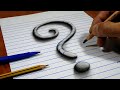 How to Draw a Question Mark, 3D Trick Art on line paper   Optical Illusion