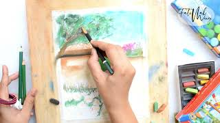 How to draw a Country House With Soft Pastel Step by Step screenshot 3