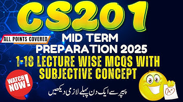 Cs201 Mid Term Preparation 2025 | Cs201 Most Important & Repeated MCQs + Concepts | BY ART