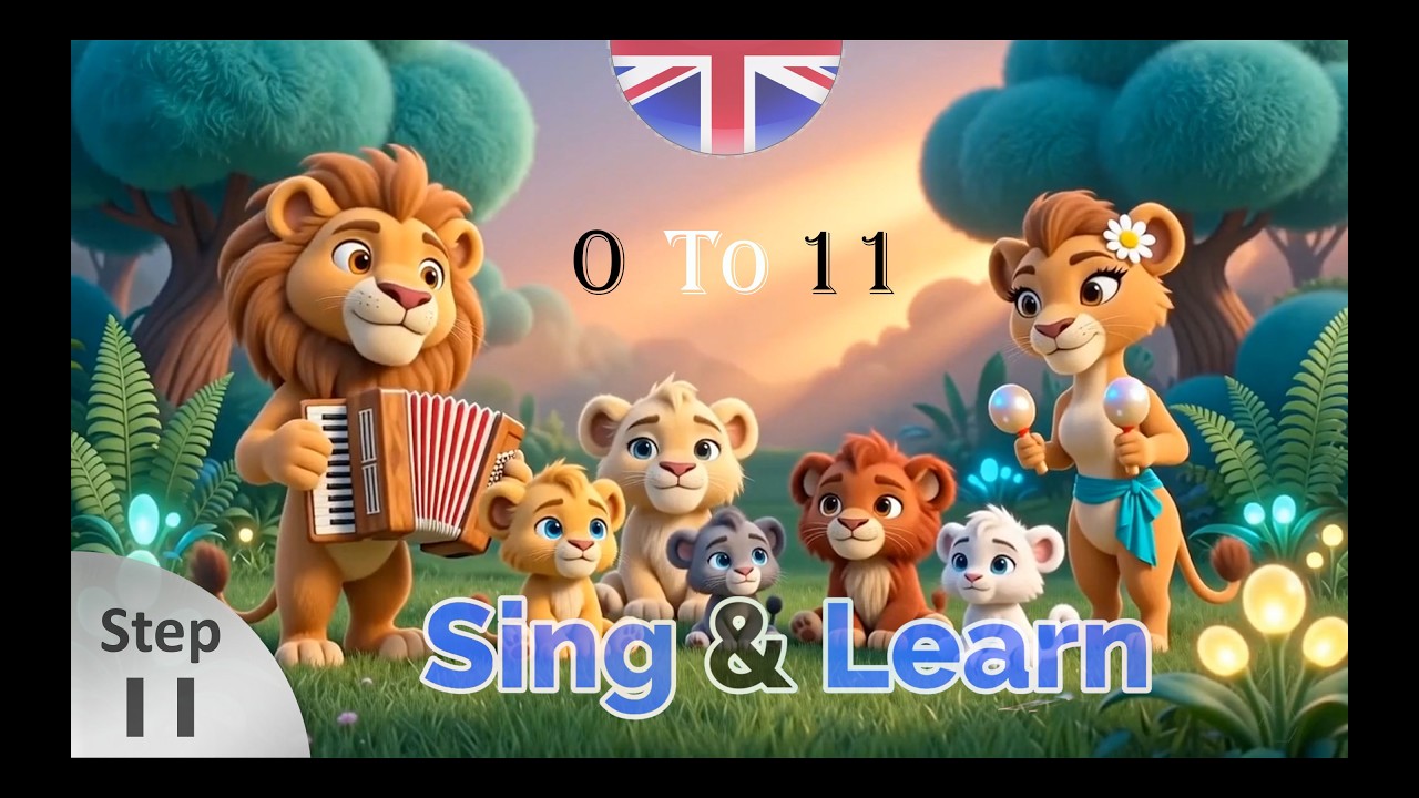 Learn Numbers 0 to 11 in English 🎵 | Fun Kids Song with Cute 3D Cartoon Lion