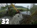 Beaver Dam Removal With Excavator No.32 - A Large Beaver Dam Between The Trees