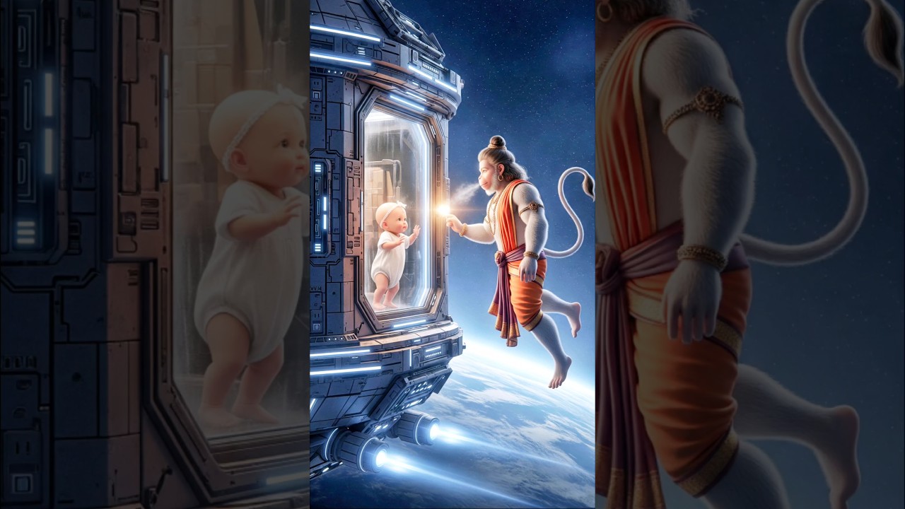 हनुमान जी ने एक मासूम बच्चे की जान बचाई 😱🙏 #hanuman #baby #rescue #animation #bhakti #ai