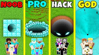 Minecraft Battle: NOOB vs PRO vs HACKER vs GOD: DIAMOND TUNNEL PIT HOUSE BUILD CHALLENGE / Animation