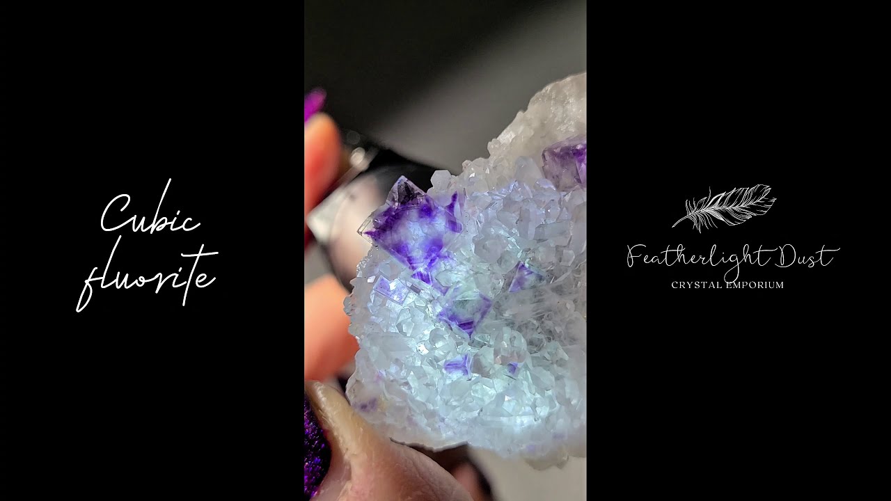 Blue and purple cubic fluorite on baby quartz - FL142