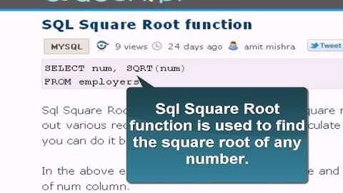 MySQL Tutorial : square root command