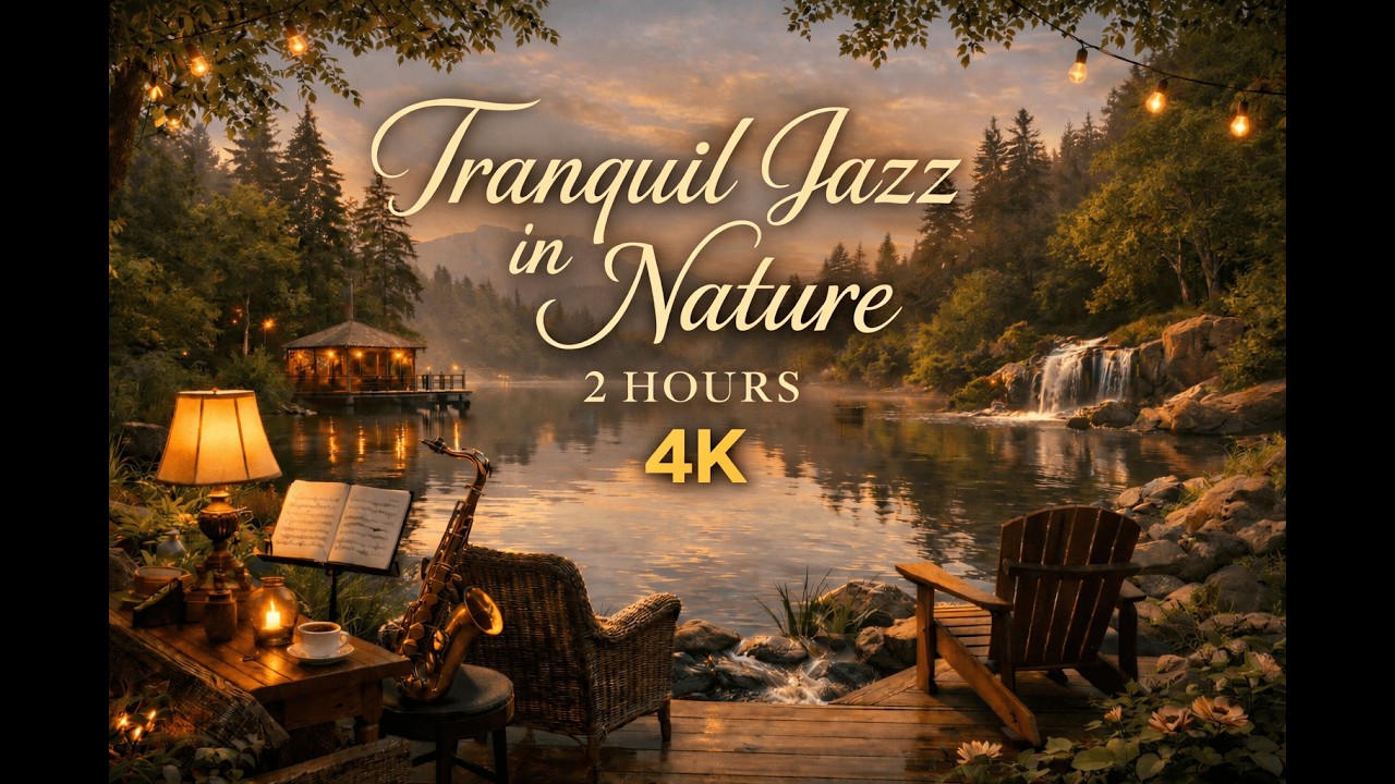 Lakeside Jazz Escape | 2 Hour Tranquil Ambience with Waterfall for Study, Sleep & Peace