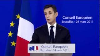 Sarkozy: «18 Avions Arabes Engagés Dans La Coalition» (24 Mars 2011 Conseil Européen)