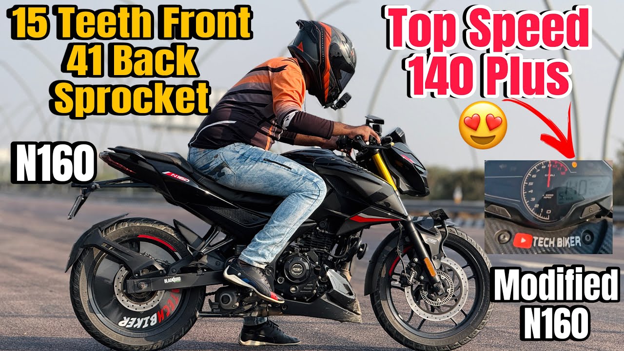 Bajaj Pulsar N160 Modified Top Speed | N160 15 Teeth Front & Back 41 Chain Sprocket | N160 Modificat