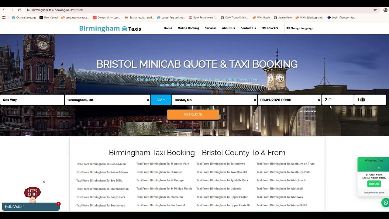 Birmingham to Bristol Taxi | Cross-Country Executive Car Service | Fixed Price
