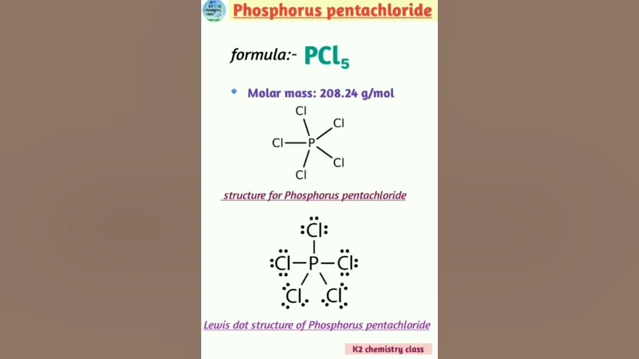 Phosphorus pentachloride(PCl₅),formula , molar mass and Lewis dot