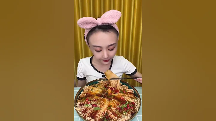 ASMR SPICY ENOKI MUSHROOM MUKBANG , SPICY ENOKI MUSHROOMS EATING SOUNDS
