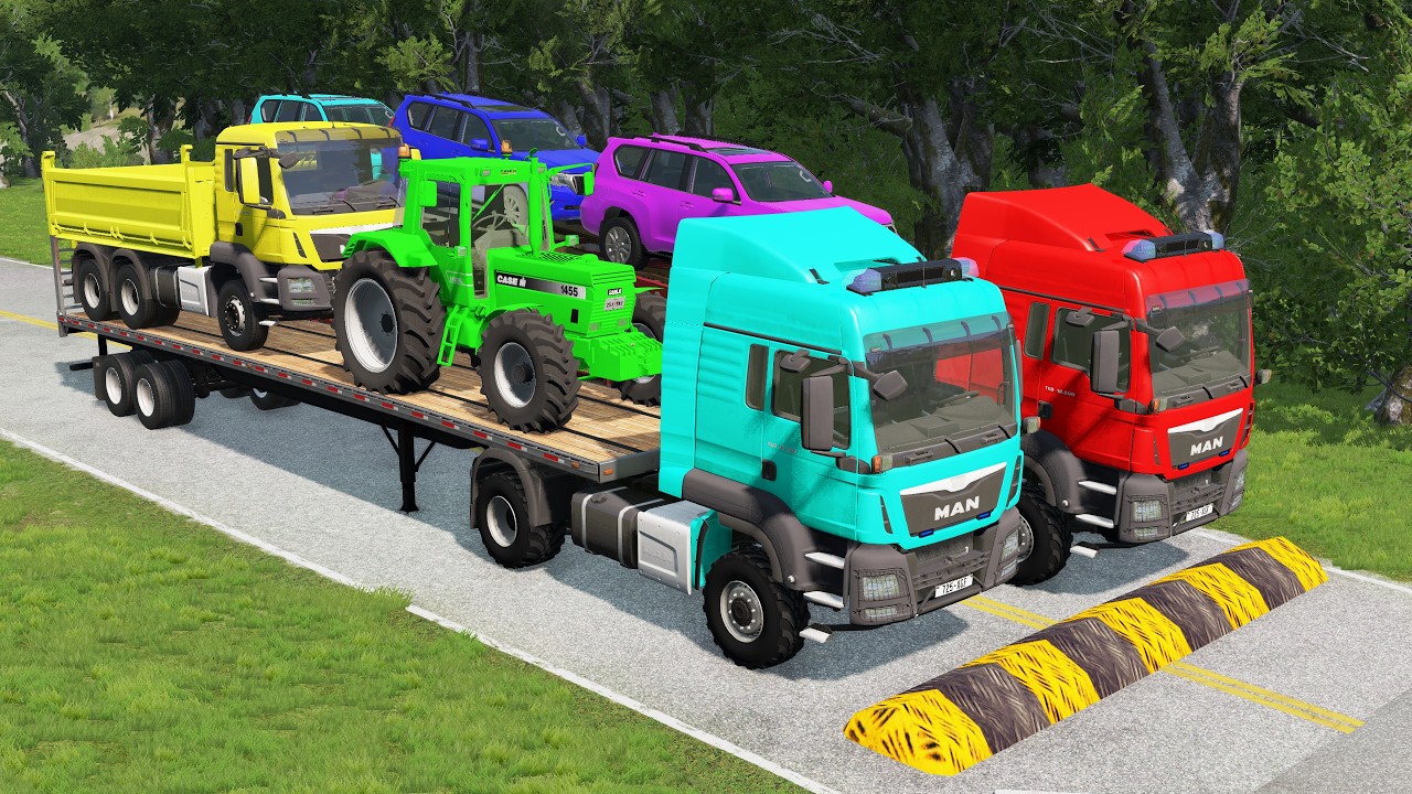 Flatbed Truck Mcqueen | Transportation with Truck - Pothole vs Car # - BeamNG.Drive