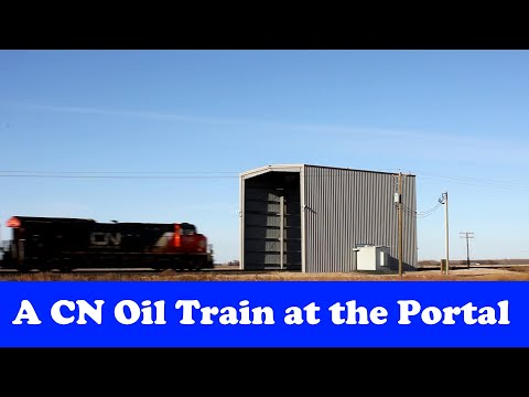 Oil Train at the Automated Rail Inspection Portal outside Ste Anne MB