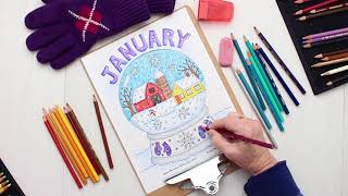 Snow Globe January Coloring Page Welcome to Nana s
