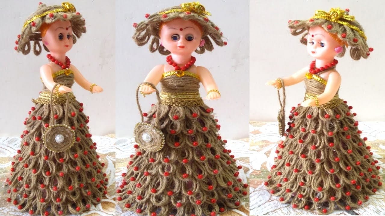 जूट रस्सी से बनाये आसान गुड़िया ||JUTE DOLL !! Creative Jute Crafts/ Making doll dress/
Jute  Rope