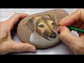 So ich ein Hundeportrait mit Acrylfarben Stein || Marion Kaiser - YouTube