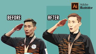 Lee Chong Wei Vector Art [ Vector Portrait ] Speed Art Using Adobe Illistrator 2021