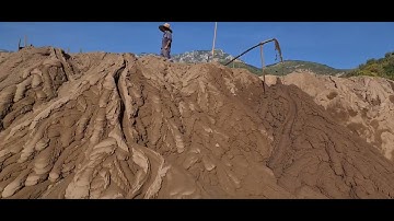 Pumping rich tailings from the tailing ponds for later reprocessing the Gold
