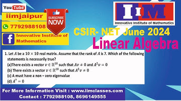 CSIR NET - JUNE 2024 (LINEAR ALGEBRA) #netjrf  #linearalgebra #csirnet #csirnet2024 #iitjam