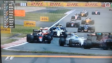 F1 2016 China start crash + First lap