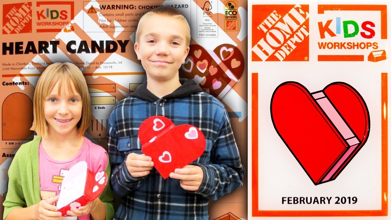 Home Depot Kids Build Heart Candy Box (Family Vlog 2/2/2019