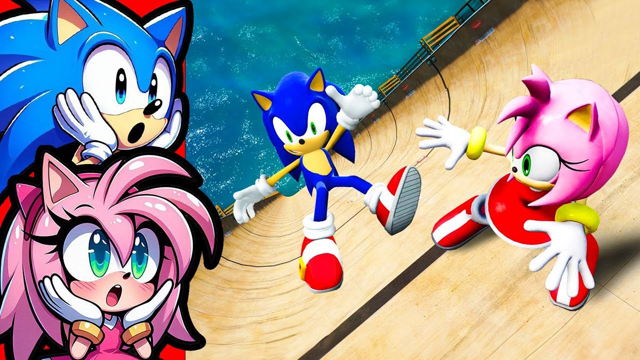 SONIC Y AMY vs ¡Una caída de 9,841,647 pies!