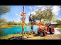 Installing Massive TIKI Sign Pole EXPLOITING Where I Live!!! (Not OSHA Approved)