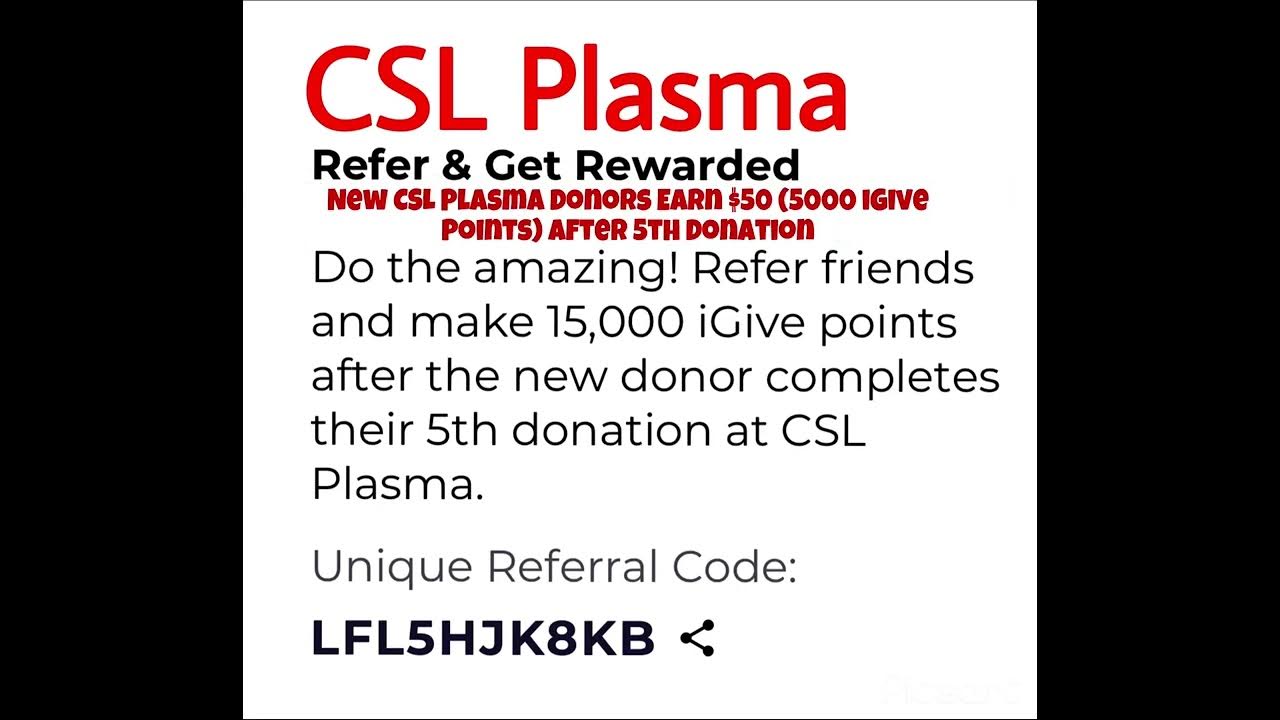 50 BONUS FOR NEW CSL Plasma Donors ONLY!!! Use REFERRAL Code